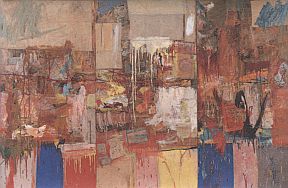 "Collection"

Combine painting by Robert Rauschenberg

Oil, paper, fabric, wood, metal on canvas
80 x 96 x 3½ inches

1954, 1955

Photograph courtesy
San Francisco Museum of Modern Art

New window opens if not already open